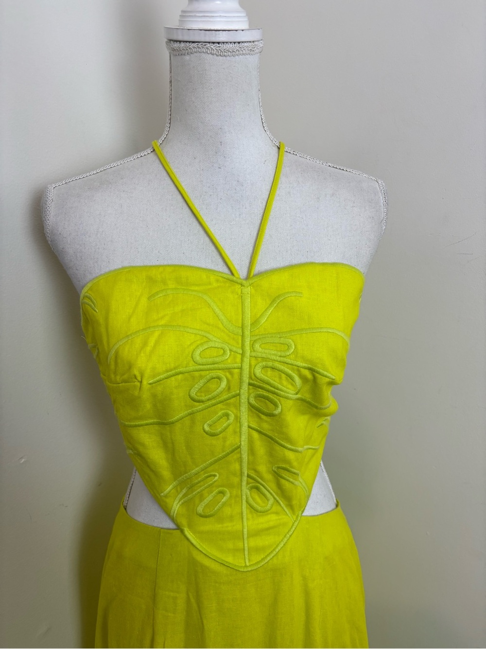 Farm Rio Lime Green Monstera Midi Dress Size Large NWT - Picture 8 of 14